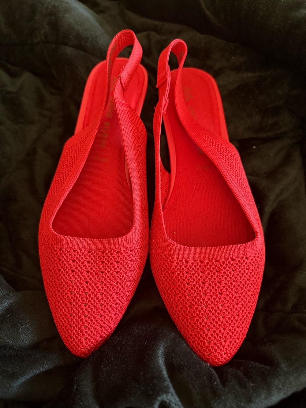 Red Women's Knit Slingback Flats - Anne Klein Size 9 NWT